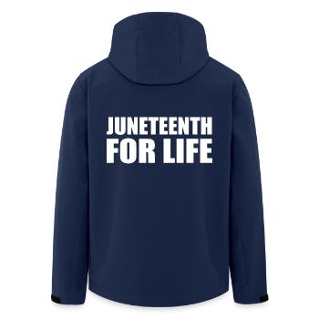 juneteenth - Men’s Recycled Softshell Jacket by Stanley/Stella - navy - Back - AI Model Male 185 light (185cm)