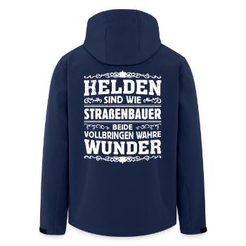 Strassenbauer - Helden - Recycelte Männer Softshell-Jacke von Stanley/Stella - Navy - Hinten - AI Model Male 185 light (185cm)