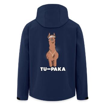 Funny Lama Alpaca Comic Animal Trend - Gift - Men’s Recycled Softshell Jacket by Stanley/Stella - navy - Back - AI Model Male 185 light (185cm)