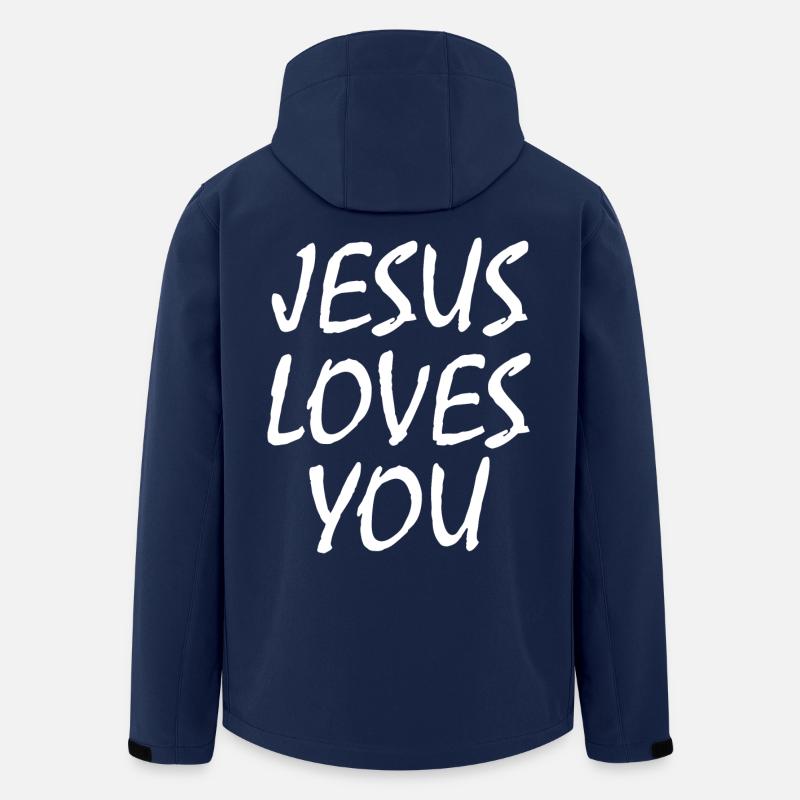Jesus loves you - Veste softshell homme en polyester recyclé Stanley/Stella - marine