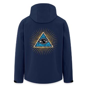 All-Seeing Eye, Triangle, Pyramid, Vintage, God - Men’s Recycled Softshell Jacket by Stanley/Stella - navy - Back - AI Model Male 185 light (185cm)