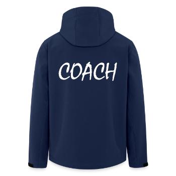 coach - Men’s Recycled Softshell Jacket by Stanley/Stella - navy - Back - AI Model Male 185 light (185cm)