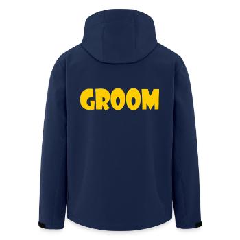 Groom - Men’s Recycled Softshell Jacket by Stanley/Stella - navy - Back - AI Model Male 185 light (185cm)