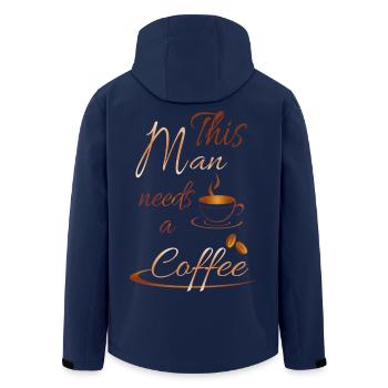 This Man needs a coffee - Recycelte Männer Softshell-Jacke von Stanley/Stella - Navy - Hinten - AI Model Male 185 light (185cm)
