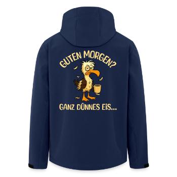 Morgenmuffel Möwe mit Kaffee - Recycelte Männer Softshell-Jacke von Stanley/Stella - Navy - Hinten - AI Model Male 185 light (185cm)