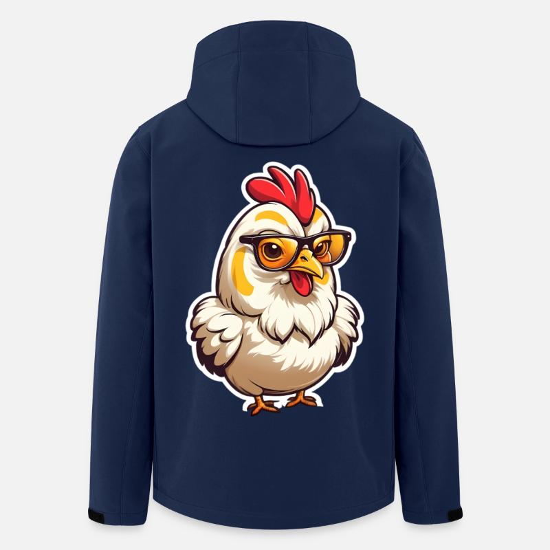 Dessin animé de poulet à lunettes - Veste softshell homme en polyester recyclé Stanley/Stella - marine