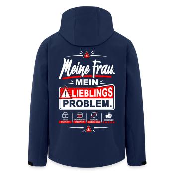 Meine Frau. Mein Lieblingsproblem- lustiger Spruch - Recycelte Männer Softshell-Jacke von Stanley/Stella - Navy - Hinten - AI Model Male 185 light (185cm)