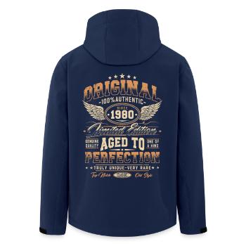 Original des années 1980 Vintage Born cadeau d’anniversaire - Veste softshell homme en polyester recyclé Stanley/Stella - marine - Dos - AI Model Male 185 light (185cm)