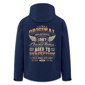 Original 1987 Vintage Born Cadeau d’anniversaire - Veste softshell homme en polyester recyclé Stanley/Stella - marine - Dos - AI Model Male 185 light (185cm)