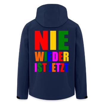 Nie wieder ist jetzt - Recycelte Männer Softshell-Jacke von Stanley/Stella - Navy - Hinten - AI Model Male 185 light (185cm)