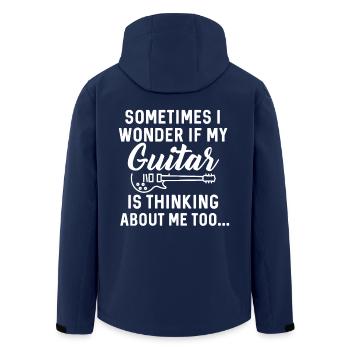 My Guitar Is Thinking About Me - Men’s Recycled Softshell Jacket by Stanley/Stella - navy - Back - AI Model Male 185 light (185cm)