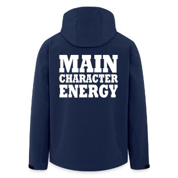 Main character energy - Men’s Recycled Softshell Jacket by Stanley/Stella - navy - Back - AI Model Male 185 light (185cm)