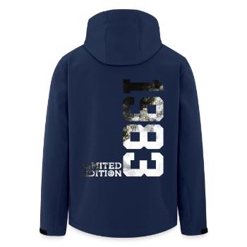 43RD BIRTHDAY LIMITED EDITION 1983 - Men’s Recycled Softshell Jacket by Stanley/Stella - navy - Back - AI Model Male 185 light (185cm)
