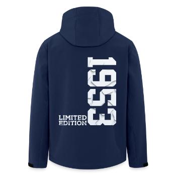 73RD BIRTHDAY LIMITED EDITION 1953 - Men’s Recycled Softshell Jacket by Stanley/Stella - navy - Back - AI Model Male 185 light (185cm)
