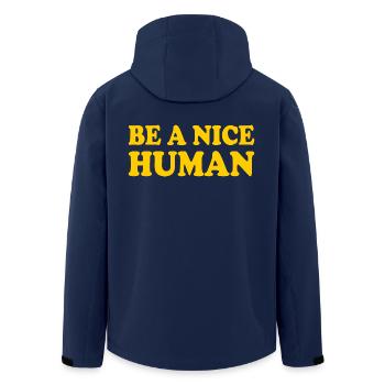 Be a nice human - Men’s Recycled Softshell Jacket by Stanley/Stella - navy - Back - AI Model Male 185 light (185cm)