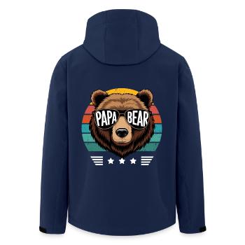 Father's Day Dad Bear Retro Father Kids Birthday - Men’s Recycled Softshell Jacket by Stanley/Stella - navy - Back - AI Model Male 185 light (185cm)
