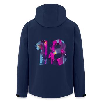 NO. 18 NUMBER 18 COOL 18TH BIRTHDAY - Men’s Recycled Softshell Jacket by Stanley/Stella - navy - Back - AI Model Male 185 light (185cm)