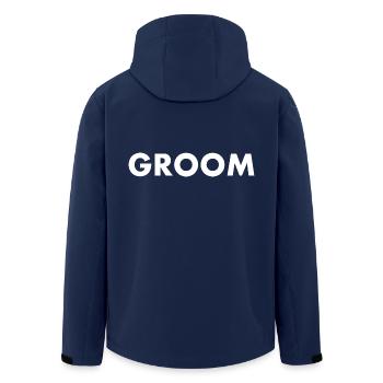 Groom - Men’s Recycled Softshell Jacket by Stanley/Stella - navy - Back - AI Model Male 185 light (185cm)