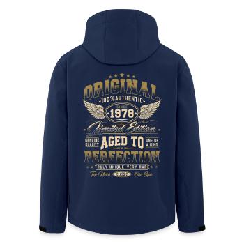 Original 1978 Vintage Born Birthday Gift - Men’s Recycled Softshell Jacket by Stanley/Stella - navy - Back - AI Model Male 185 light (185cm)