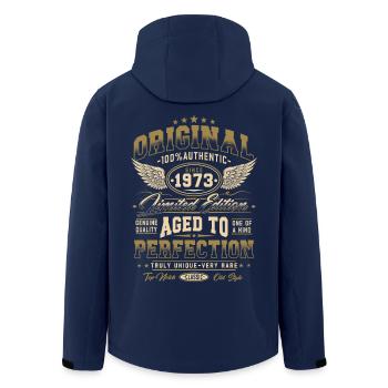 Original 1973 Vintage Born Birthday Gift - Men’s Recycled Softshell Jacket by Stanley/Stella - navy - Back - AI Model Male 185 light (185cm)