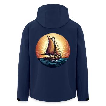 Sailing ship in the sunset - Men’s Recycled Softshell Jacket by Stanley/Stella - navy - Back - AI Model Male 185 light (185cm)