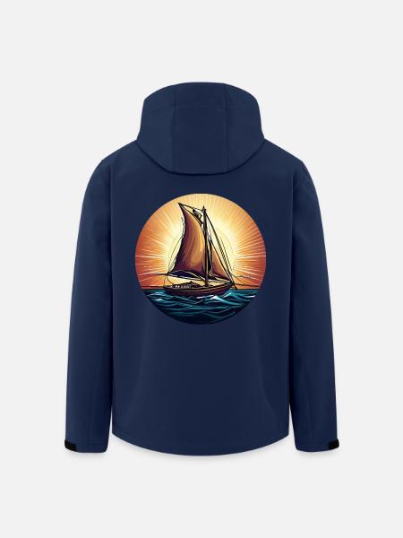 Segelschiff im Sonnenuntergang - Recycelte Männer Softshell-Jacke von Stanley/Stella - Navy
