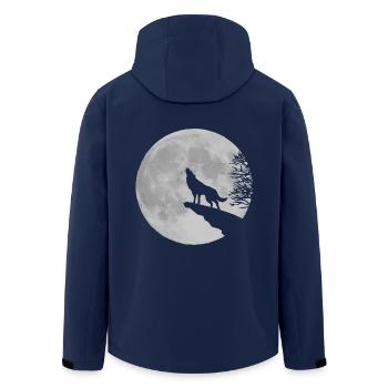 Werewolf wolf howl moon full moon cliff rocks - Men’s Recycled Softshell Jacket by Stanley/Stella - navy - Back - AI Model Male 185 light (185cm)