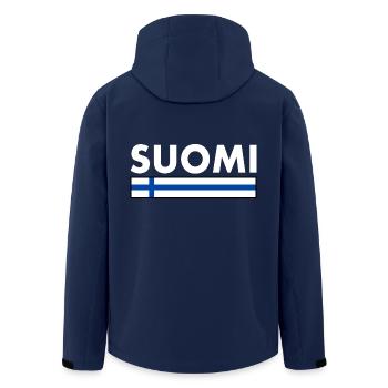 Suomi - Men’s Recycled Softshell Jacket by Stanley/Stella - navy - Back - AI Model Male 185 light (185cm)