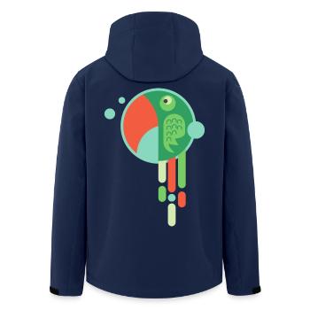 COLORFUL PARROT - Funny cartoon bird gift - Men’s Recycled Softshell Jacket by Stanley/Stella - navy - Back - AI Model Male 185 light (185cm)