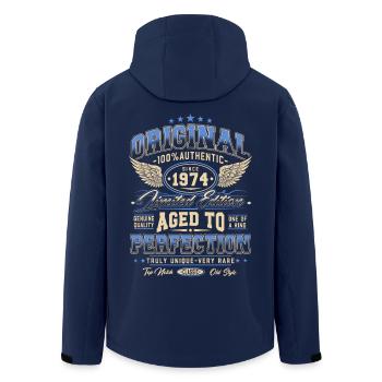 Original 1974 Vintage Born Birthday Gift - Men’s Recycled Softshell Jacket by Stanley/Stella - navy - Back - AI Model Male 185 light (185cm)
