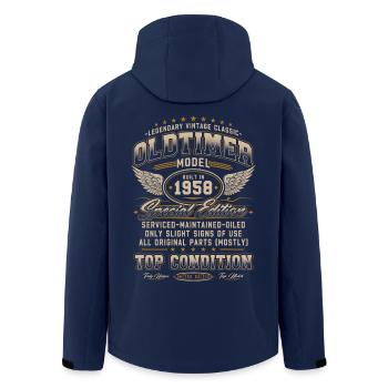 Vintage Car Year 1958 Vintage Birthday Gift - Men’s Recycled Softshell Jacket by Stanley/Stella - navy - Back - AI Model Male 185 light (185cm)