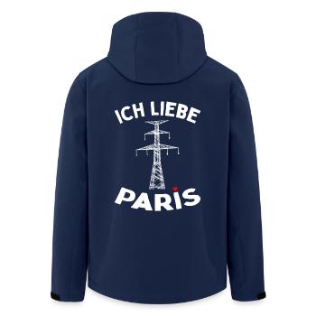 Paris Eiffelturm Strommast Elektriker Satire Liebe - Recycelte Männer Softshell-Jacke von Stanley/Stella - Navy - Hinten - AI Model Male 185 light (185cm)
