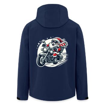 Cool Santa Claus on Motorcycle Men Funny - Men’s Recycled Softshell Jacket by Stanley/Stella - navy - Back - AI Model Male 185 light (185cm)