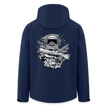 ANGLER AUSTRONAUT - Fischer astronaut gift - Men’s Recycled Softshell Jacket by Stanley/Stella - navy - Back - AI Model Male 185 light (185cm)