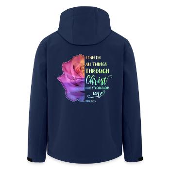 I Can Do All Things Through Christ LGBT Jesus - Men’s Recycled Softshell Jacket by Stanley/Stella - navy - Back - AI Model Male 185 light (185cm)