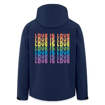LGBTQ Love Is Love Gay Lesbian Pride Equality Gift - Men’s Recycled Softshell Jacket by Stanley/Stella - navy - Back - AI Model Male 185 light (185cm)