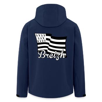 Bretagne Breizh drapeau - Veste softshell homme en polyester recyclé Stanley/Stella - marine - Dos - AI Model Male 185 light (185cm)