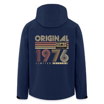 1976 Vintage Vintage Retro Birthday Gift - Men’s Recycled Softshell Jacket by Stanley/Stella - navy - Back - AI Model Male 185 light (185cm)
