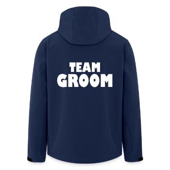 Team groom - Men’s Recycled Softshell Jacket by Stanley/Stella - navy - Back - AI Model Male 185 light (185cm)