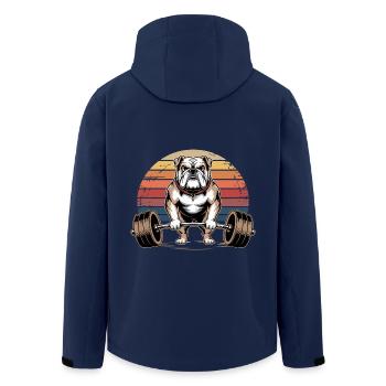 Englische Bulldogge Gewichtheben - Recycelte Männer Softshell-Jacke von Stanley/Stella - Navy - Hinten - AI Model Male 185 light (185cm)