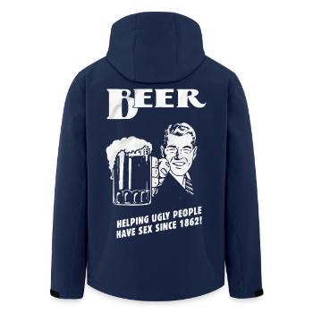 Bierheld Retrohumor Shirt - Recycelte Männer Softshell-Jacke von Stanley/Stella - Navy - Hinten - AI Model Male 185 light (185cm)