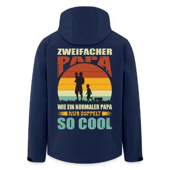 Zweifacher Papa 2 Kinder Geschenk Vater Spruch - Recycelte Männer Softshell-Jacke von Stanley/Stella - Navy - Hinten - AI Model Male 185 light (185cm)