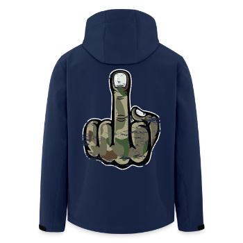 Mittelfinger Stinkefinger Design Armee - Recycelte Männer Softshell-Jacke von Stanley/Stella - Navy - Hinten - AI Model Male 185 light (185cm)