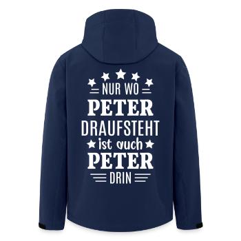 Peter Geschenk lustig Nur wo Peter draufsteht - Recycelte Männer Softshell-Jacke von Stanley/Stella - Navy - Hinten - AI Model Male 185 light (185cm)