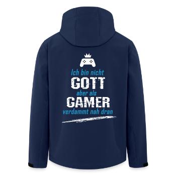 Ich bin zwar nicht Gott, aber als Gamer nah dran! - Recycelte Männer Softshell-Jacke von Stanley/Stella - Navy - Hinten - AI Model Male 185 light (185cm)