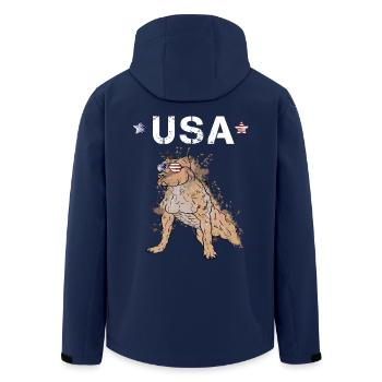 Staffordshire Bull Terrier avec lunettes de soleil USA - Veste softshell homme en polyester recyclé Stanley/Stella - marine - Dos - AI Model Male 185 light (185cm)