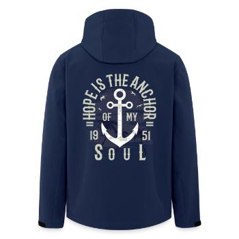 Hope Is The Anchor of my Life Hoffnung Anker Zitat - Recycelte Männer Softshell-Jacke von Stanley/Stella - Navy - Hinten - AI Model Male 185 light (185cm)