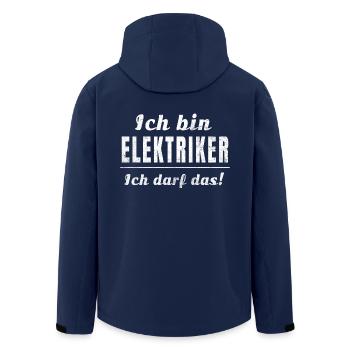 Ich bin Elektriker, ich darf das! - Recycelte Männer Softshell-Jacke von Stanley/Stella - Navy - Hinten - AI Model Male 185 light (185cm)