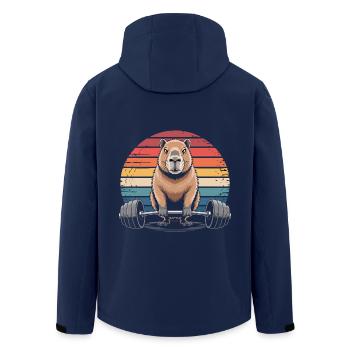 Capybara Weightlifting - Men’s Recycled Softshell Jacket by Stanley/Stella - navy - Back - AI Model Male 185 light (185cm)