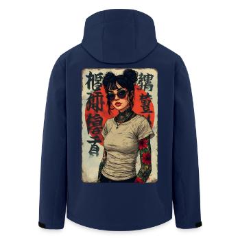 Rising Sun Rebel Street Art Japan T-Shirt - Men’s Recycled Softshell Jacket by Stanley/Stella - navy - Back - AI Model Male 185 light (185cm)